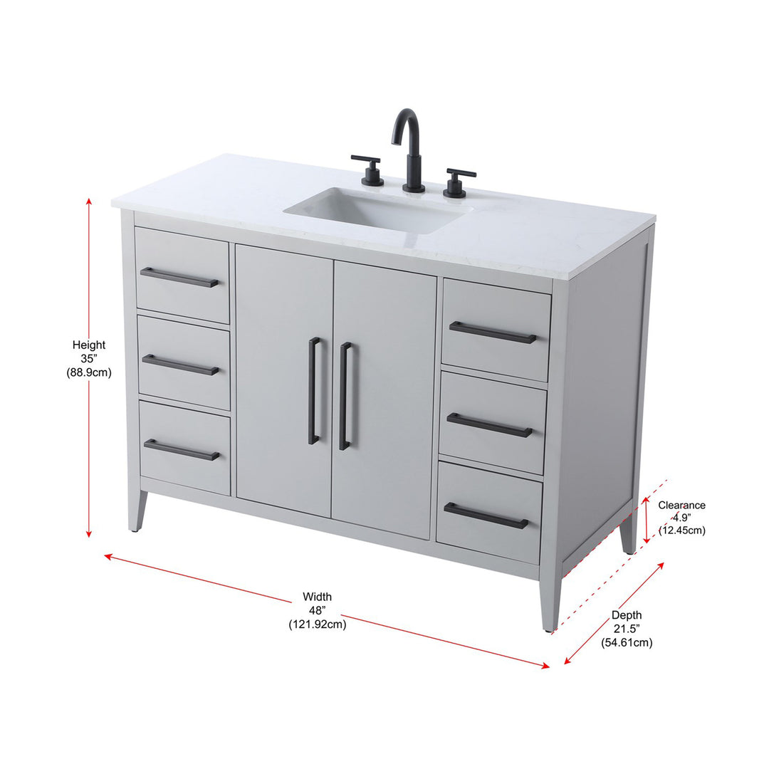 48 Inch Single Bathroom Vanity In Grey - View 6 - Joshua Marshal