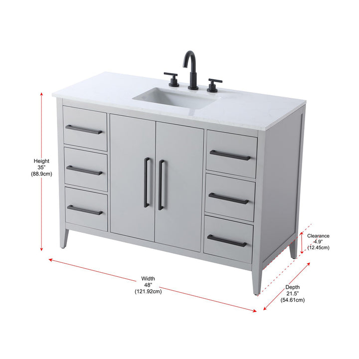 48 Inch Single Bathroom Vanity In Grey - View 6 - Joshua Marshal