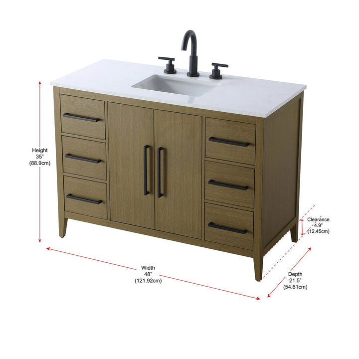 48 Inch Single Bathroom Vanity In Chestnut Brown - View 4 - Joshua Marshal
