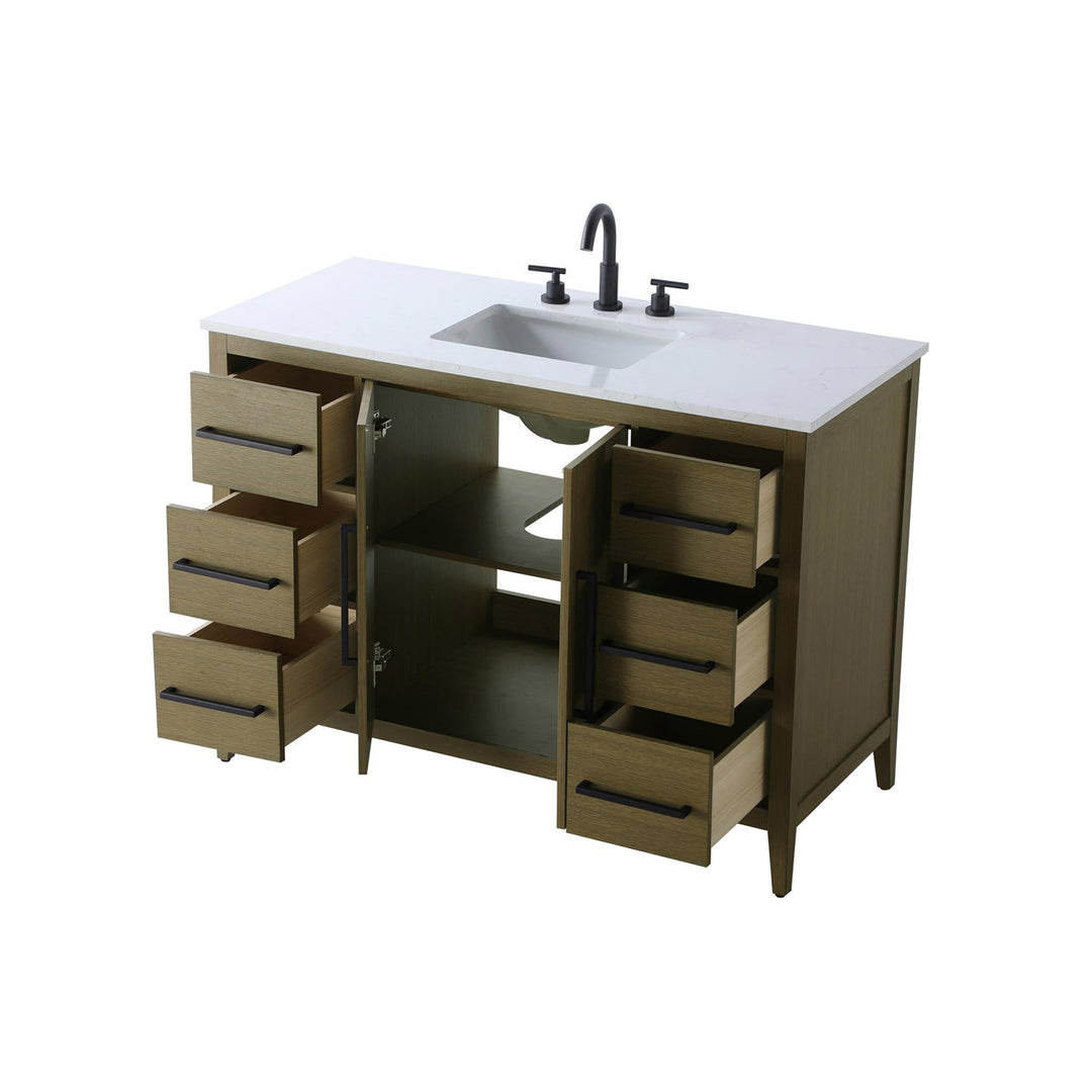 48 Inch Single Bathroom Vanity In Chestnut Brown - View 5 - Joshua Marshal
