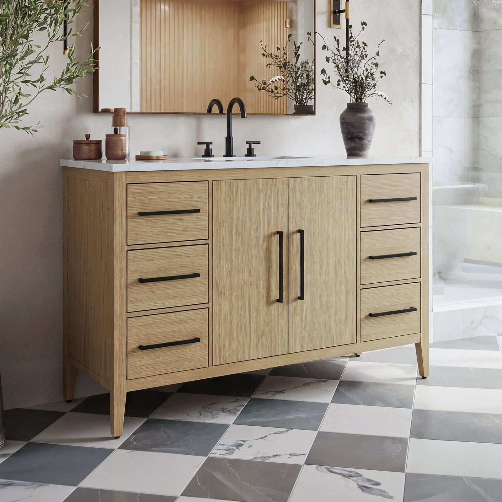 48 Inch Single Bathroom Vanity In Honey Brown Honey Brown Finish - KITCHEN & BATH by Joshua Marshal