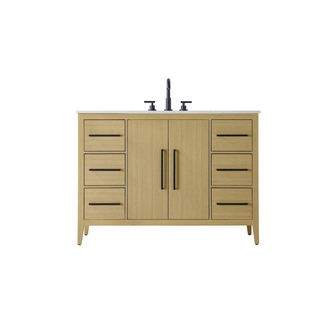 48 Inch Single Bathroom Vanity In Honey Brown - View 3 - Joshua Marshal