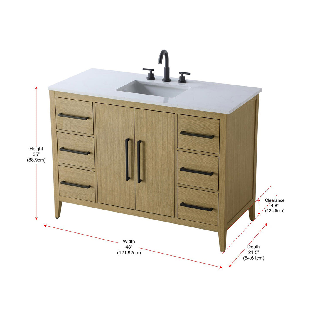 48 Inch Single Bathroom Vanity In Honey Brown - View 4 - Joshua Marshal
