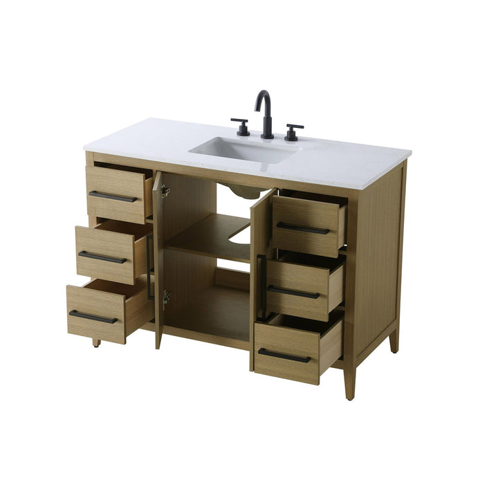 48 Inch Single Bathroom Vanity In Honey Brown - View 5 - Joshua Marshal