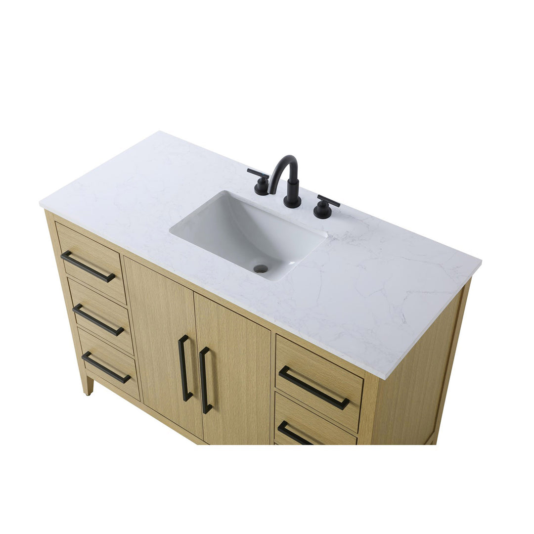 48 Inch Single Bathroom Vanity In Honey Brown - View 6 - Joshua Marshal