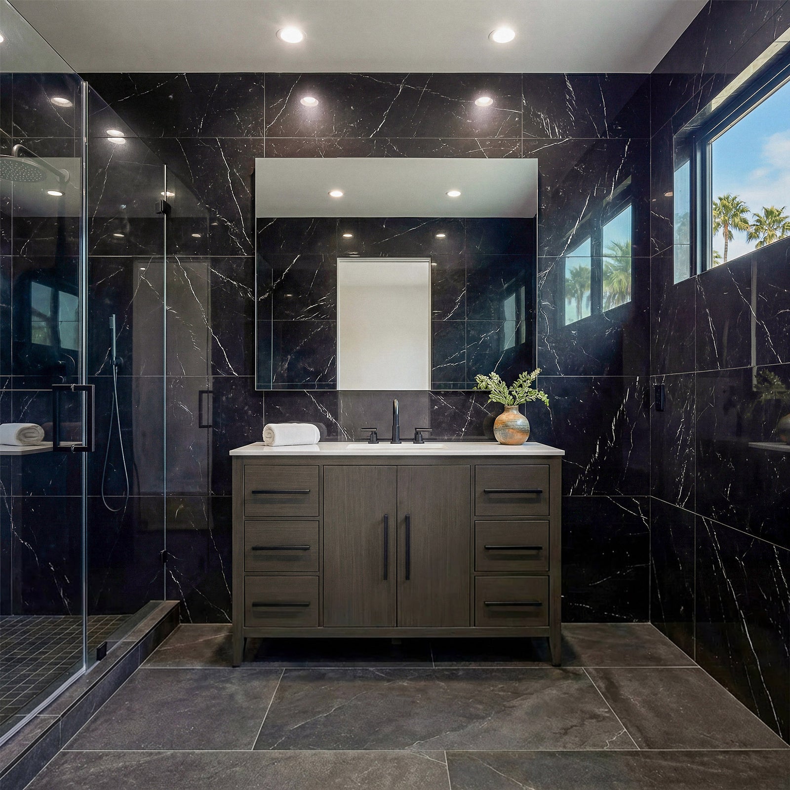 48 Inch Single Bathroom Vanity In Mocha Brown - View 2 - Joshua Marshal
