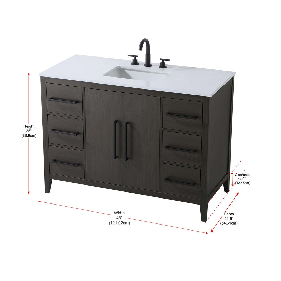 48 Inch Single Bathroom Vanity In Mocha Brown - View 4 - Joshua Marshal