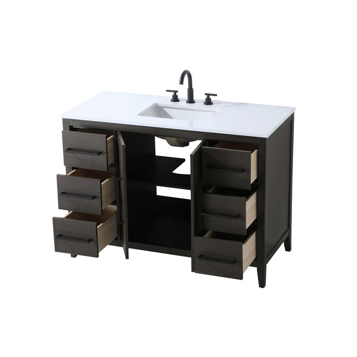 48 Inch Single Bathroom Vanity In Mocha Brown - View 5 - Joshua Marshal