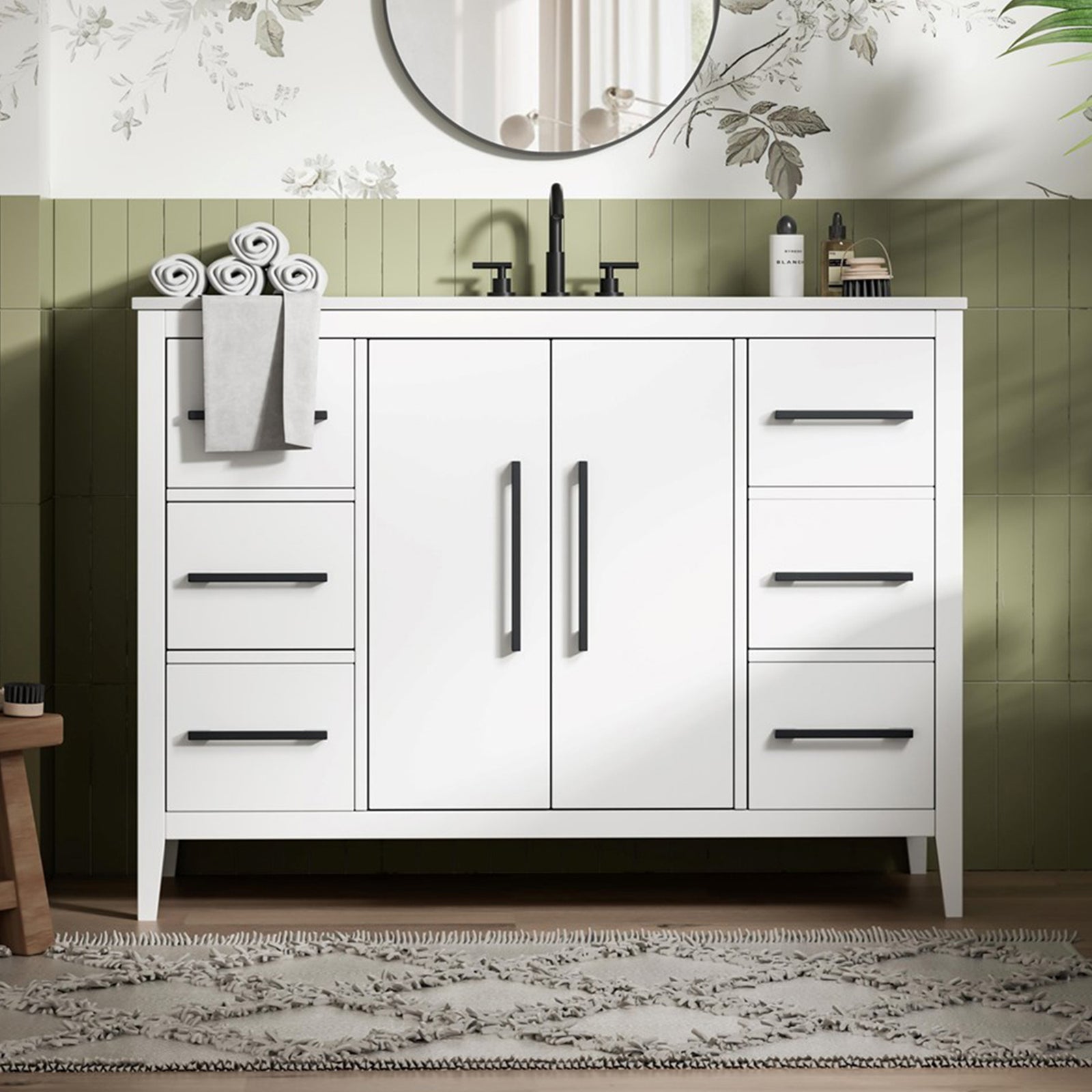 48 Inch Single Bathroom Vanity In White White Finish - KITCHEN & BATH by Joshua Marshal