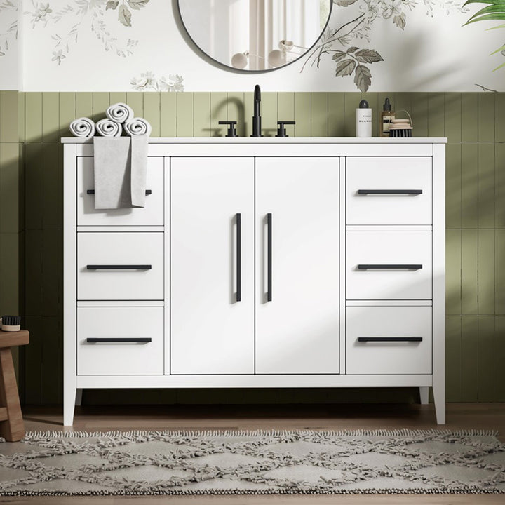 48 Inch Single Bathroom Vanity In White White Finish - KITCHEN & BATH by Joshua Marshal