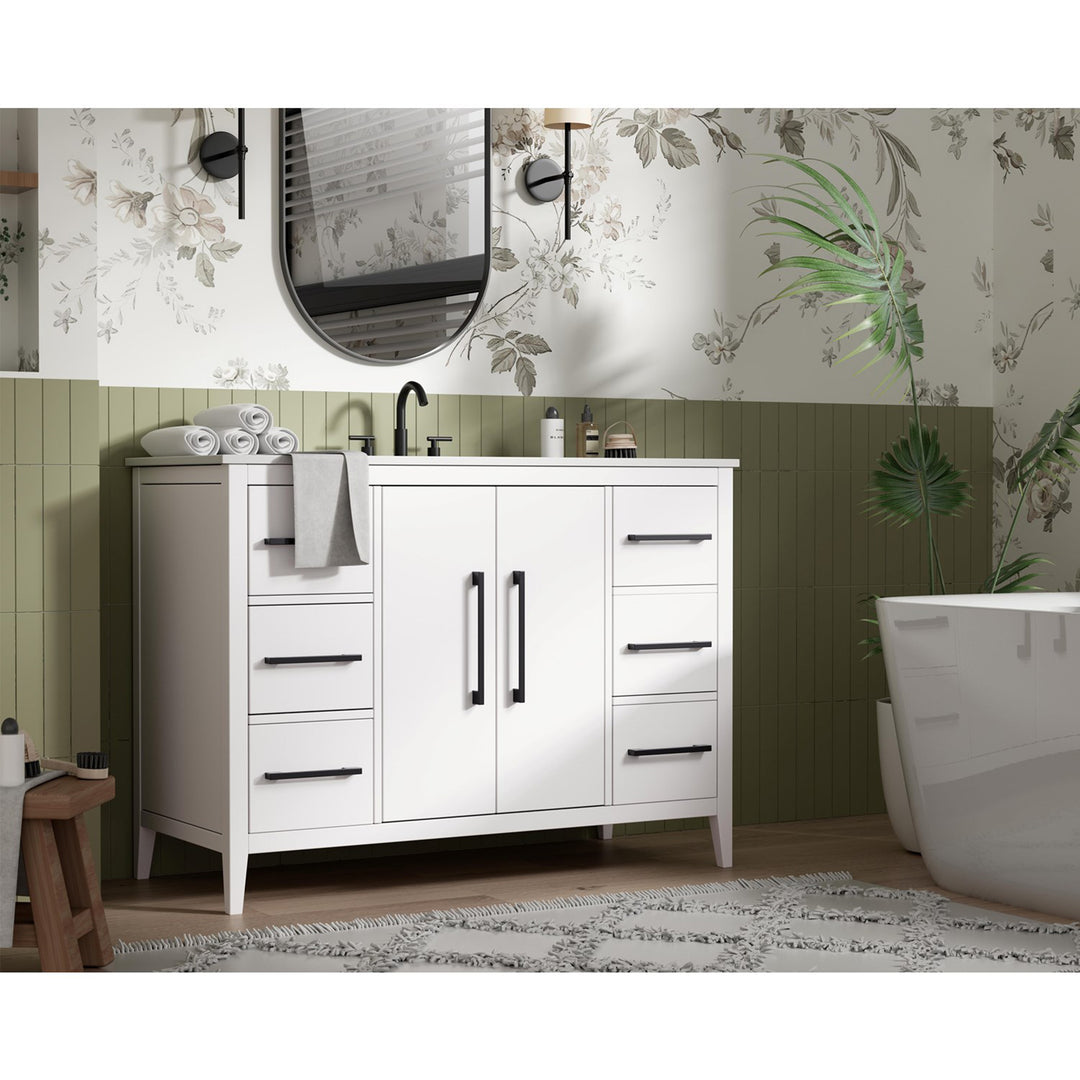 48 Inch Single Bathroom Vanity In White - View 2 - Joshua Marshal