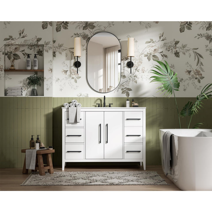 48 Inch Single Bathroom Vanity In White - View 3 - Joshua Marshal