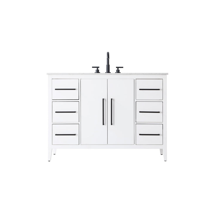 48 Inch Single Bathroom Vanity In White - View 4 - Joshua Marshal