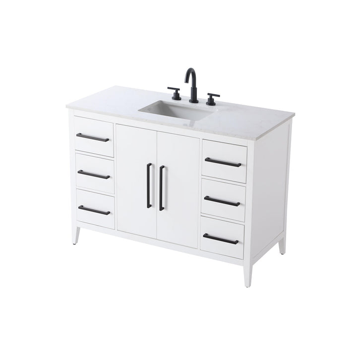 48 Inch Single Bathroom Vanity In White - View 5 - Joshua Marshal