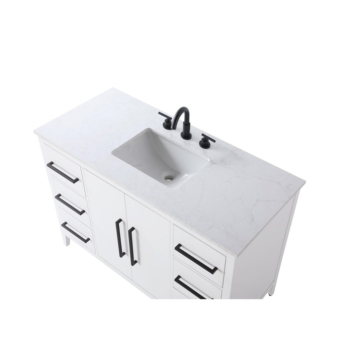 48 Inch Single Bathroom Vanity In White - View 6 - Joshua Marshal