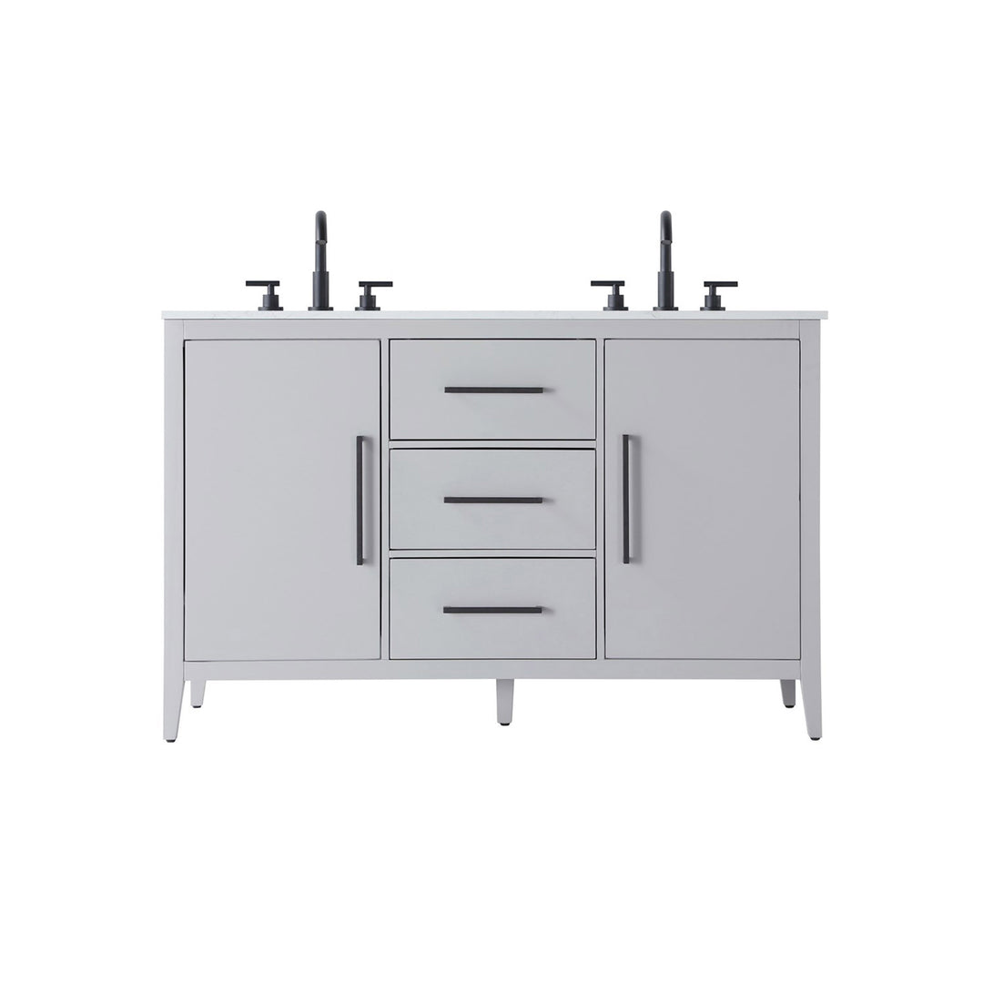 54 Inch Double Bathroom Vanity In Grey - View 3 - Joshua Marshal