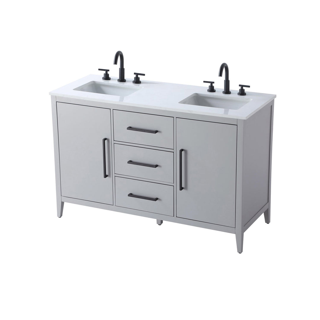 54 Inch Double Bathroom Vanity In Grey - View 4 - Joshua Marshal