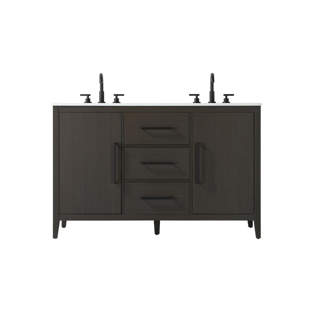 54 Inch Double Bathroom Vanity In Mocha Brown - View 3 - Joshua Marshal