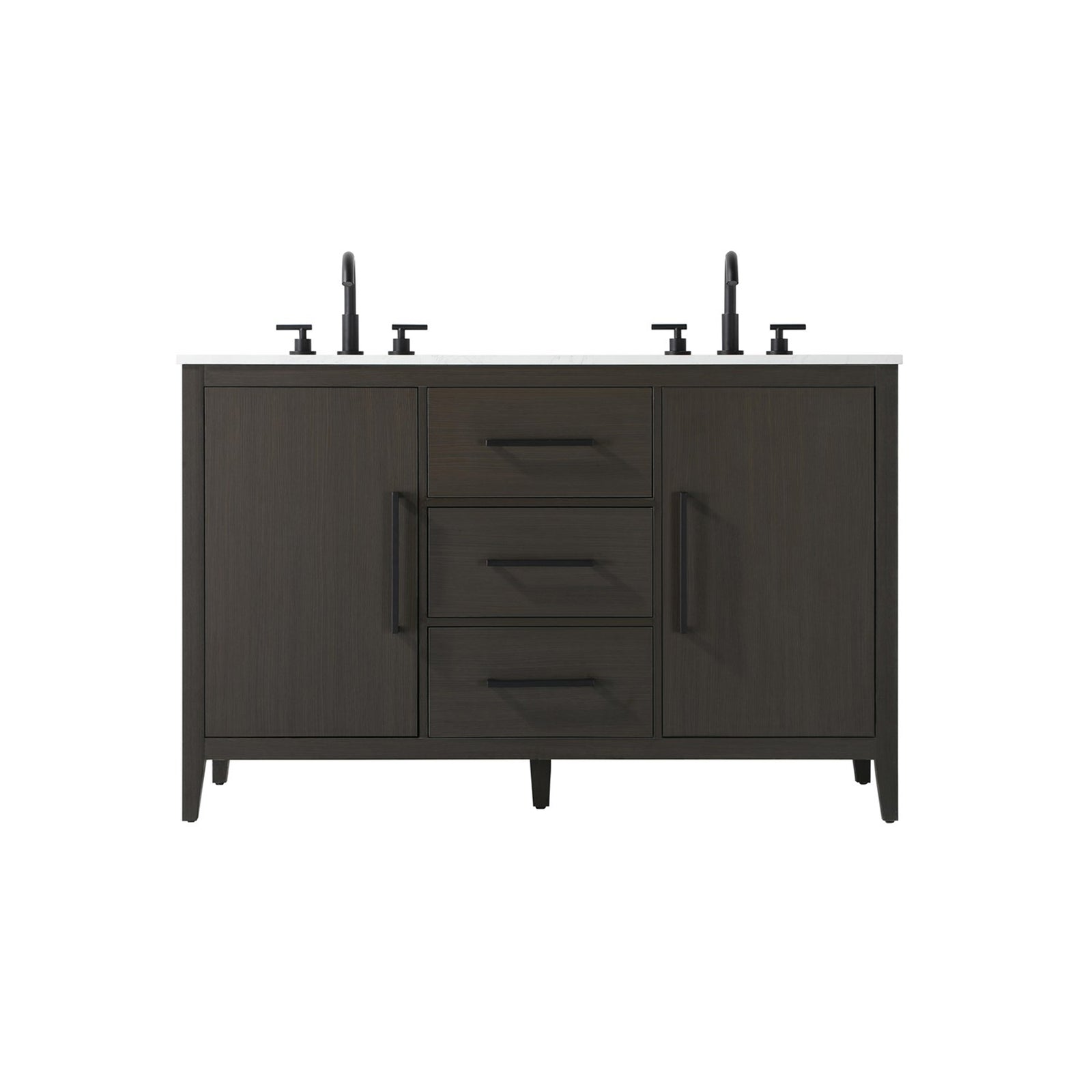 54 Inch Double Bathroom Vanity In Mocha Brown - View 3 - Joshua Marshal