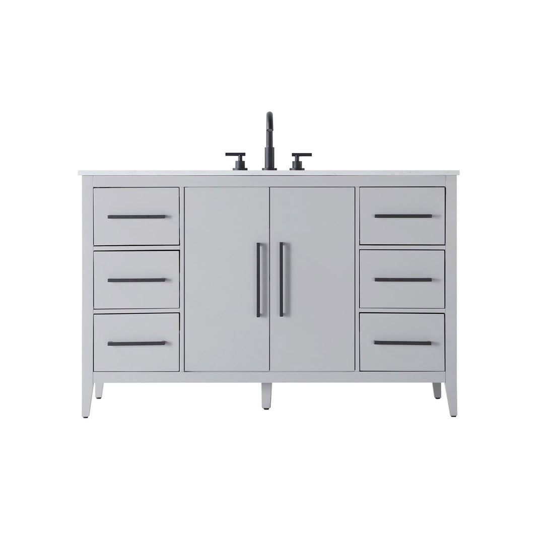 54 Inch Single Bathroom Vanity In Grey - View 3 - Joshua Marshal
