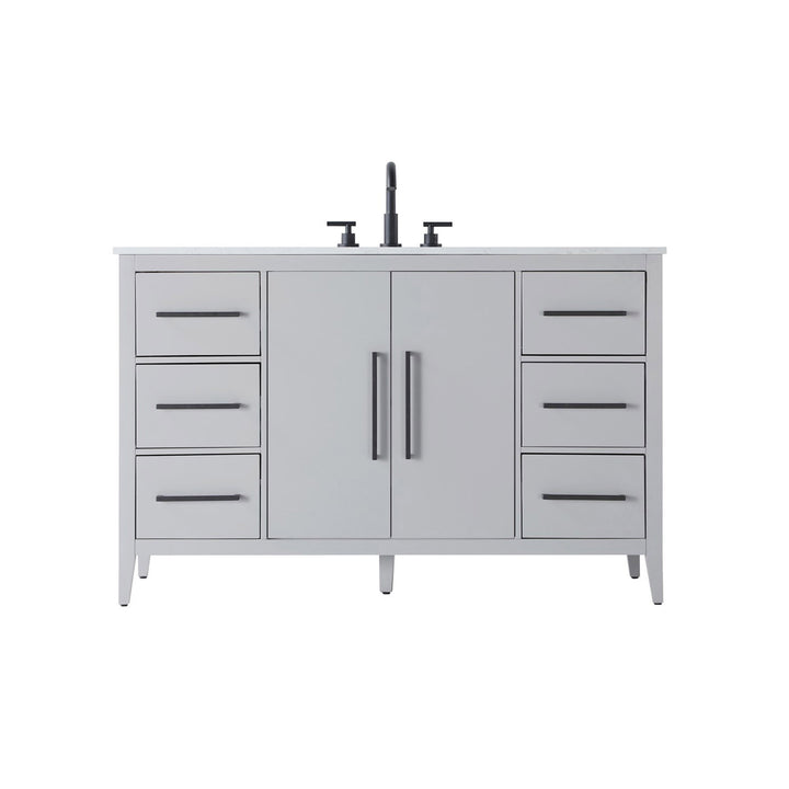 54 Inch Single Bathroom Vanity In Grey - View 3 - Joshua Marshal