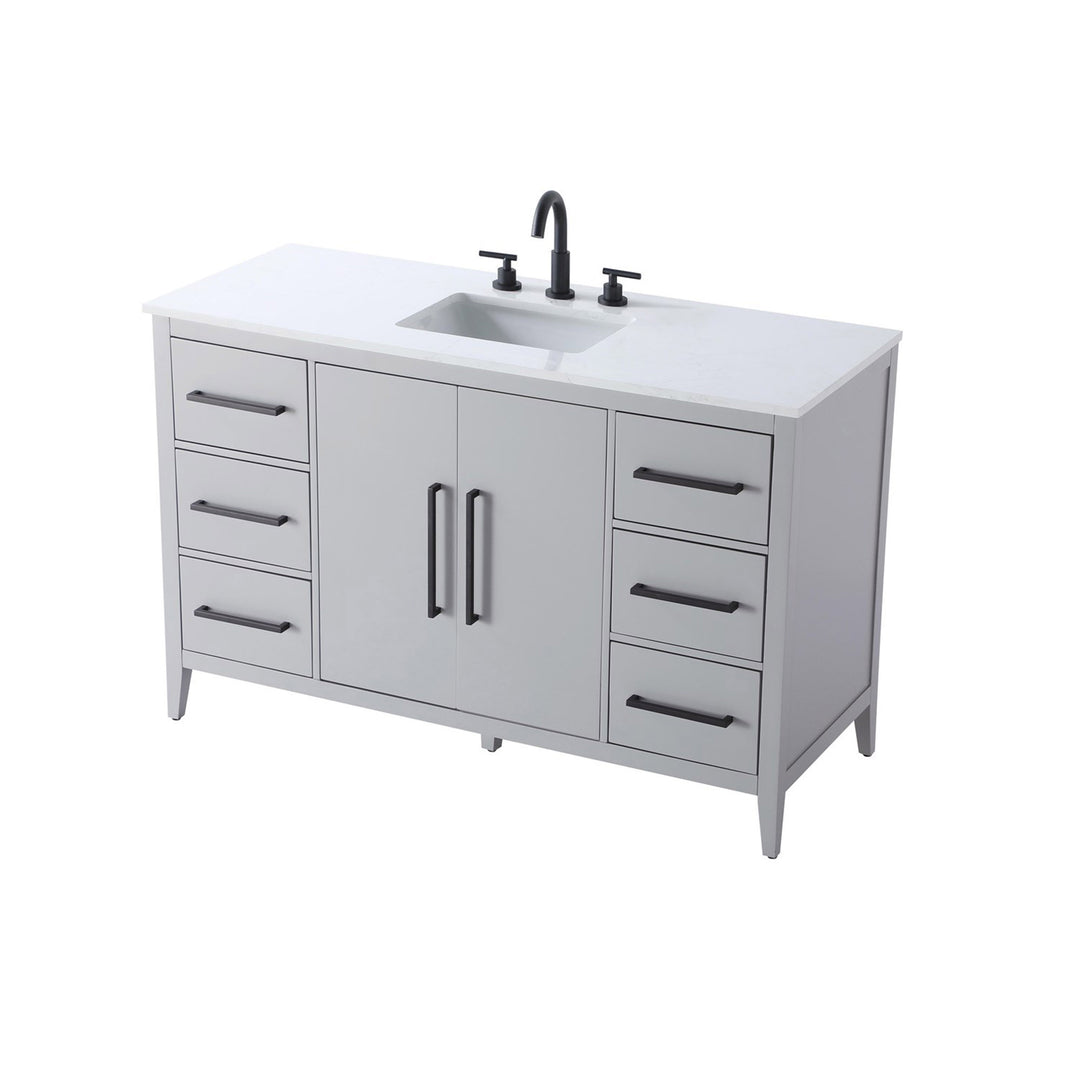 54 Inch Single Bathroom Vanity In Grey - View 4 - Joshua Marshal