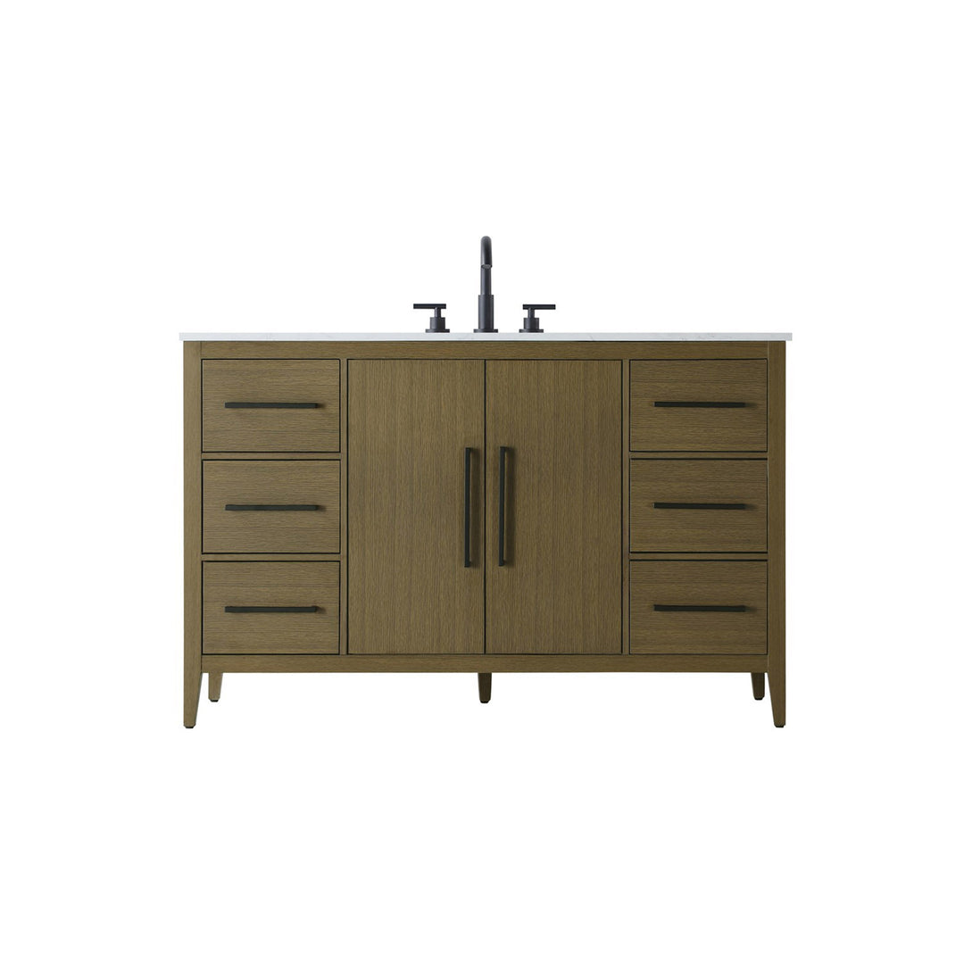 54 Inch Single Bathroom Vanity In Chestnut Brown - View 3 - Joshua Marshal