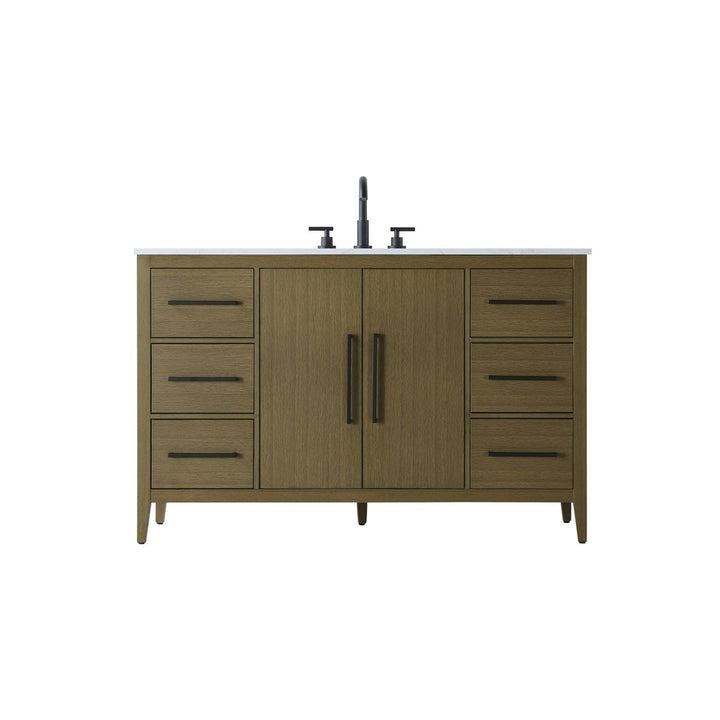 54 Inch Single Bathroom Vanity In Chestnut Brown - View 3 - Joshua Marshal