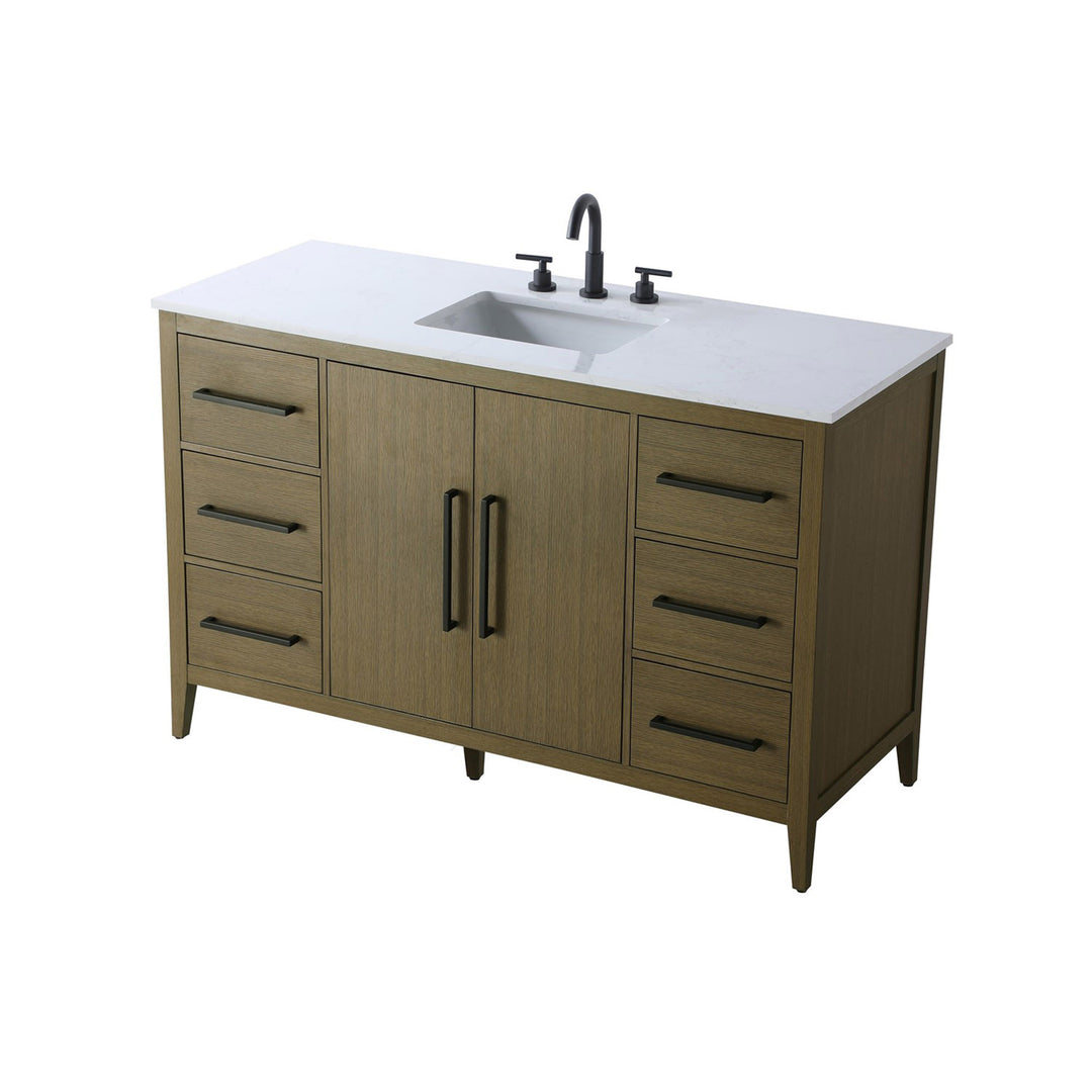 54 Inch Single Bathroom Vanity In Chestnut Brown - View 4 - Joshua Marshal