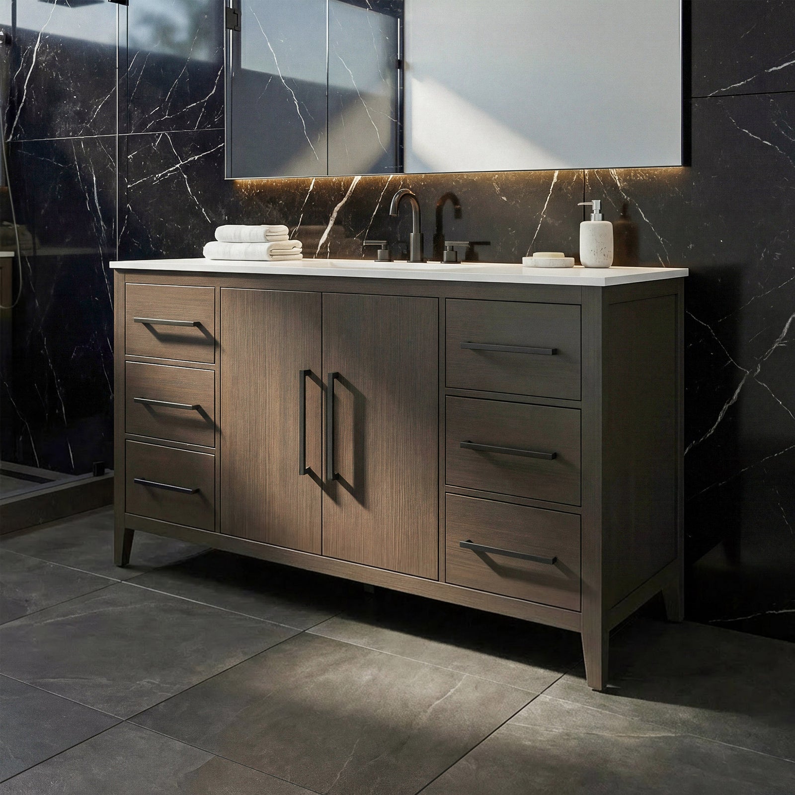 54 Inch Single Bathroom Vanity In Mocha Brown Mocha Brown Finish - KITCHEN & BATH by Joshua Marshal