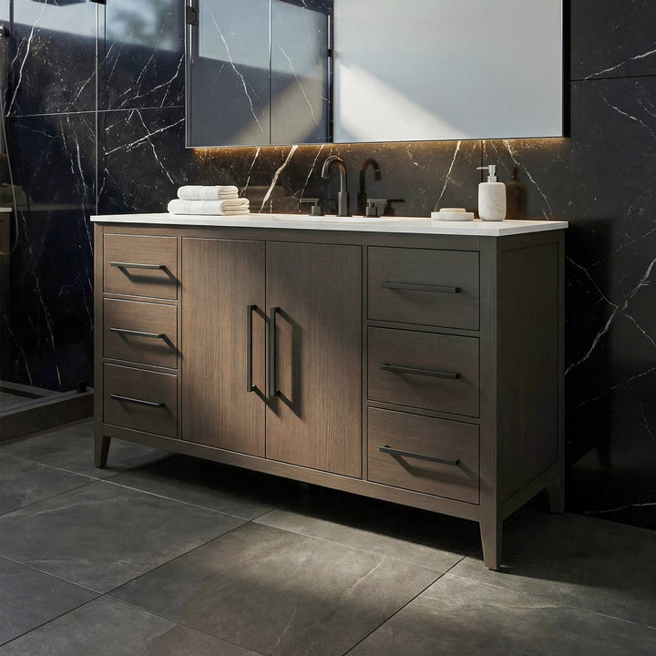 54 Inch Single Bathroom Vanity In Mocha Brown Mocha Brown Finish - KITCHEN & BATH by Joshua Marshal