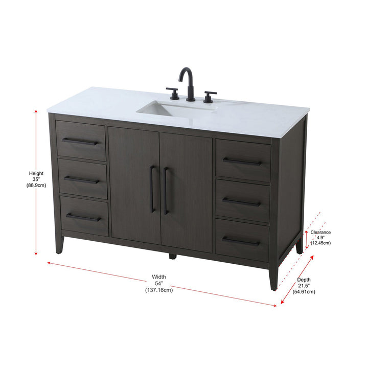 54 Inch Single Bathroom Vanity In Mocha Brown - View 4 - Joshua Marshal