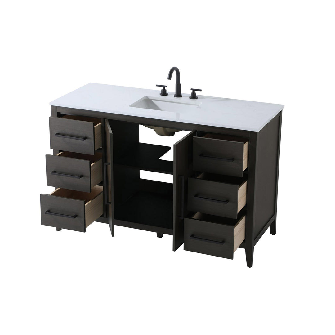 54 Inch Single Bathroom Vanity In Mocha Brown - View 5 - Joshua Marshal