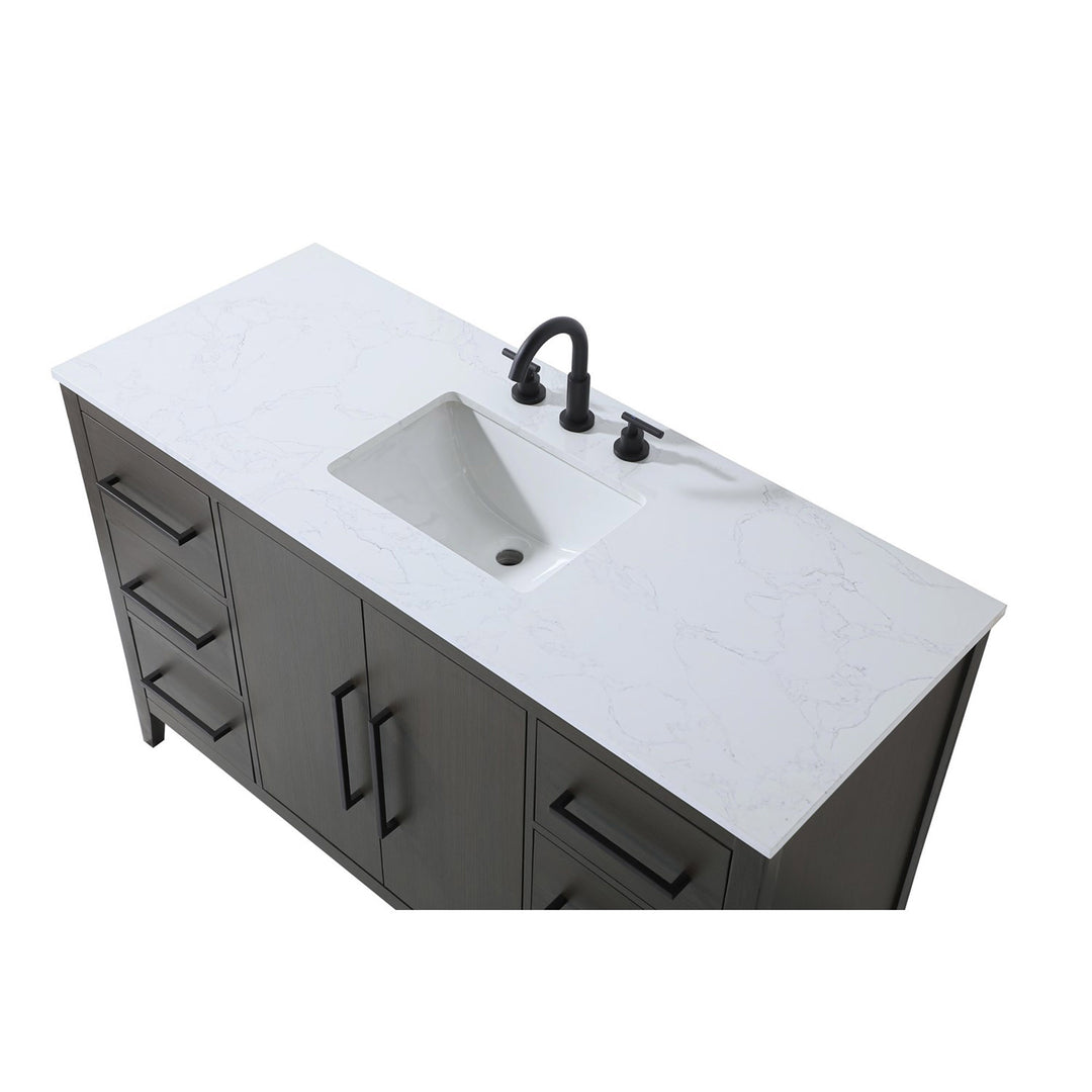 54 Inch Single Bathroom Vanity In Mocha Brown - View 6 - Joshua Marshal