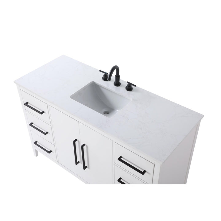 54 Inch Single Bathroom Vanity In White - View 4 - Joshua Marshal