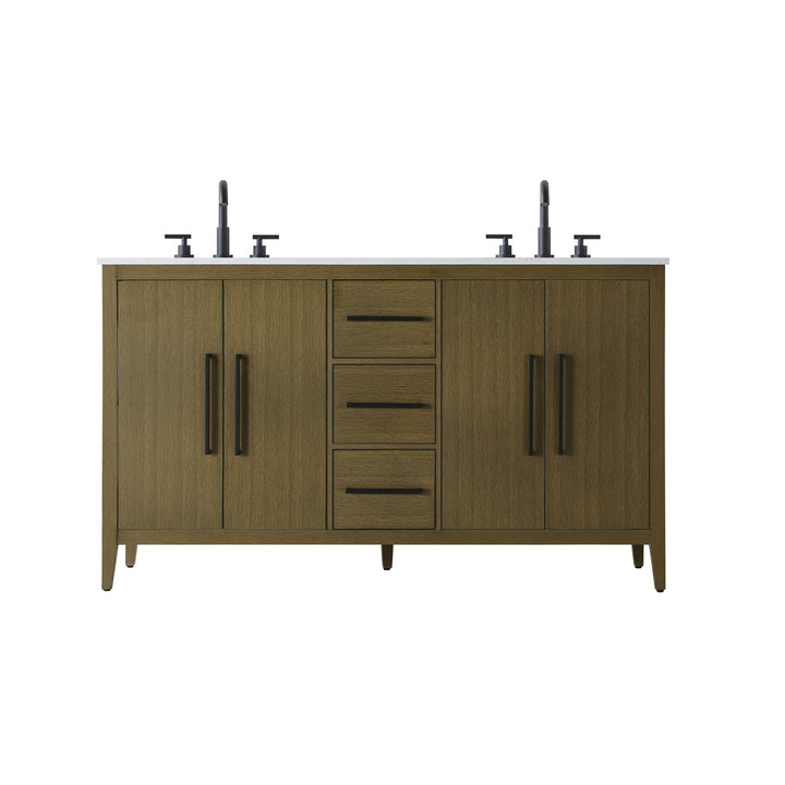 60 Inch Double Bathroom Vanity In Chestnut Brown - View 3 - Joshua Marshal