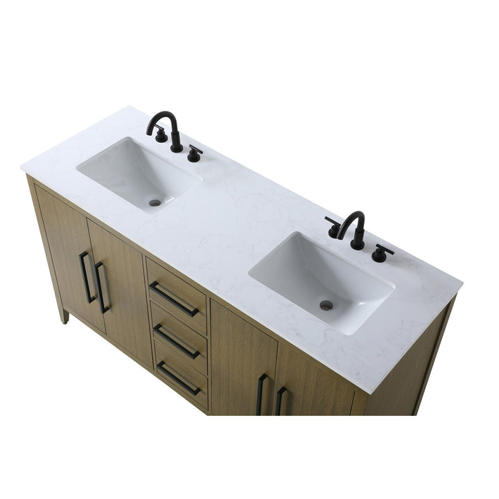60 Inch Double Bathroom Vanity In Chestnut Brown - View 5 - Joshua Marshal