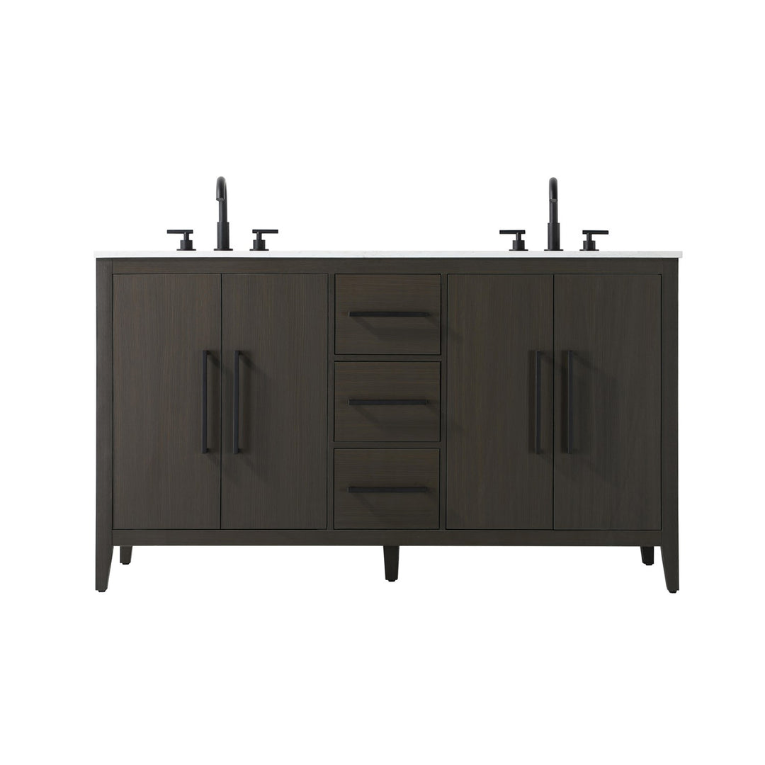 60 Inch Double Bathroom Vanity In Mocha Brown - View 3 - Joshua Marshal