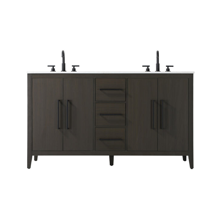 60 Inch Double Bathroom Vanity In Mocha Brown - View 3 - Joshua Marshal