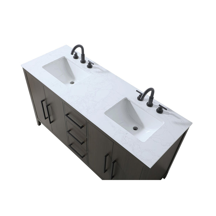 60 Inch Double Bathroom Vanity In Mocha Brown - View 5 - Joshua Marshal