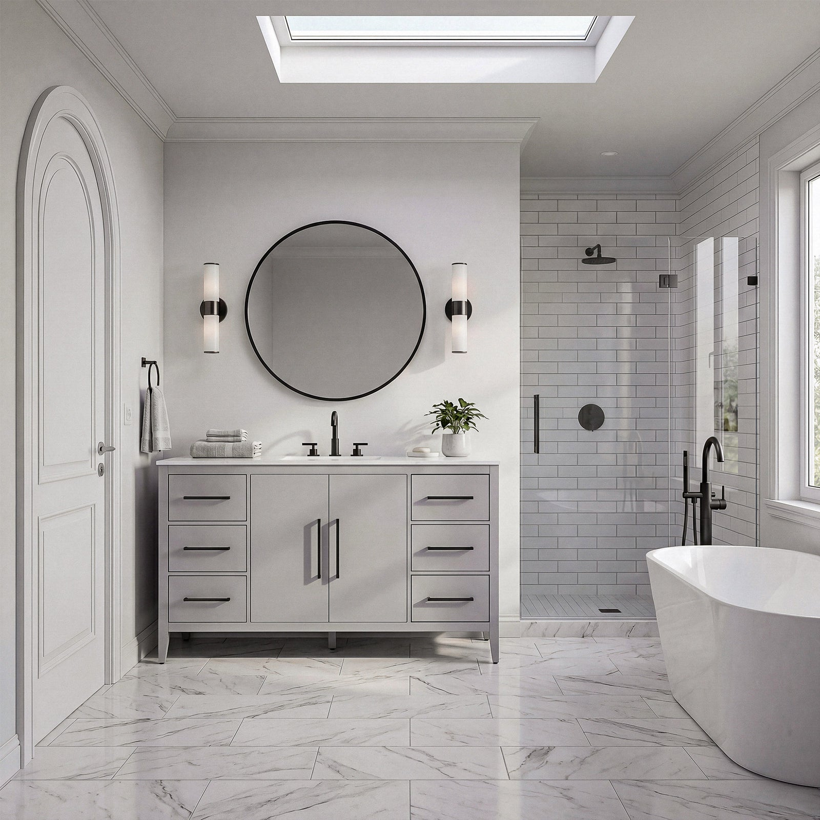 60 Inch Single Bathroom Vanity In Grey - View 2 - Joshua Marshal
