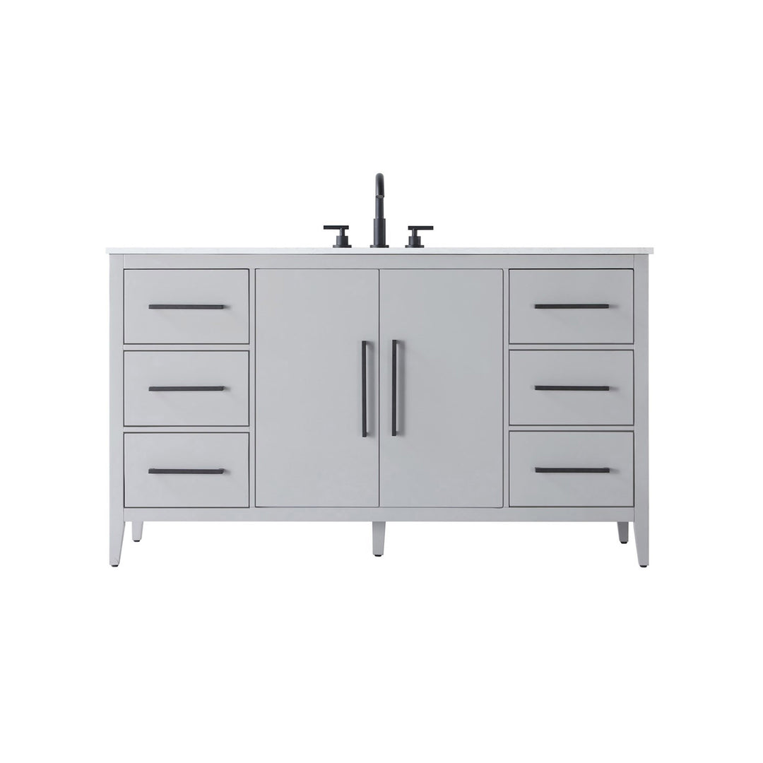 60 Inch Single Bathroom Vanity In Grey - View 3 - Joshua Marshal