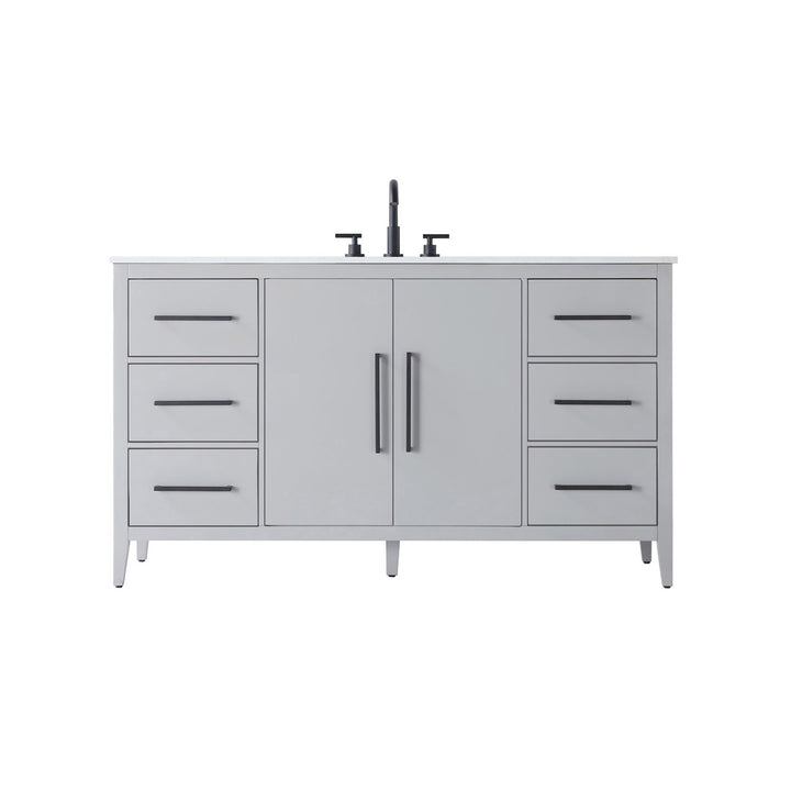 60 Inch Single Bathroom Vanity In Grey - View 3 - Joshua Marshal