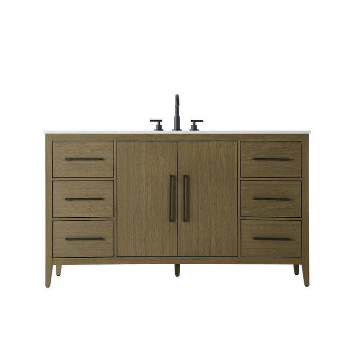 60 Inch Single Bathroom Vanity In Chestnut Brown - View 3 - Joshua Marshal