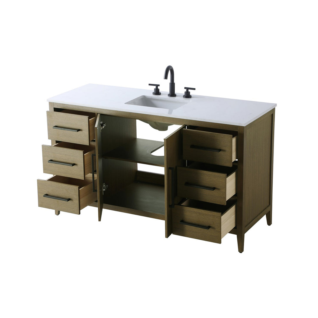60 Inch Single Bathroom Vanity In Chestnut Brown - View 4 - Joshua Marshal