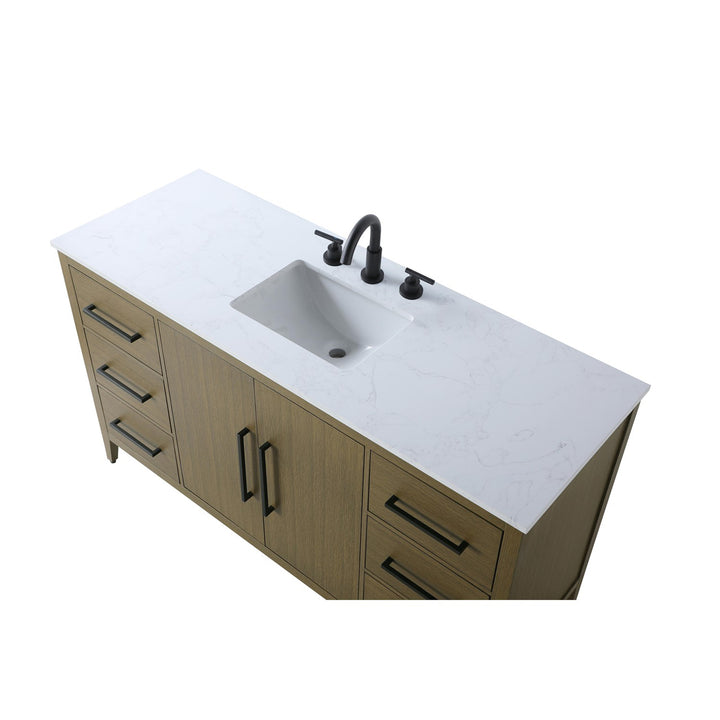 60 Inch Single Bathroom Vanity In Chestnut Brown - View 5 - Joshua Marshal