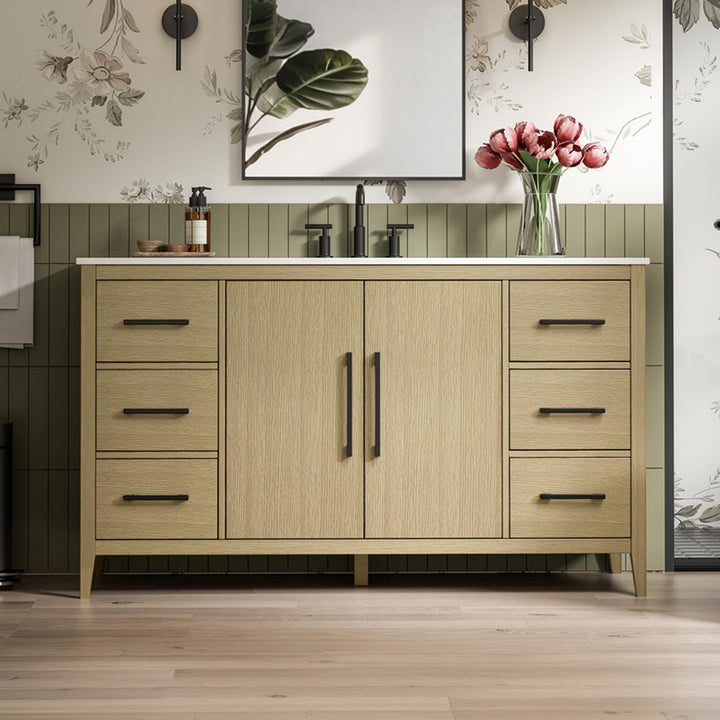 60 Inch Single Bathroom Vanity In Honey Brown Honey Brown Finish - KITCHEN & BATH by Joshua Marshal