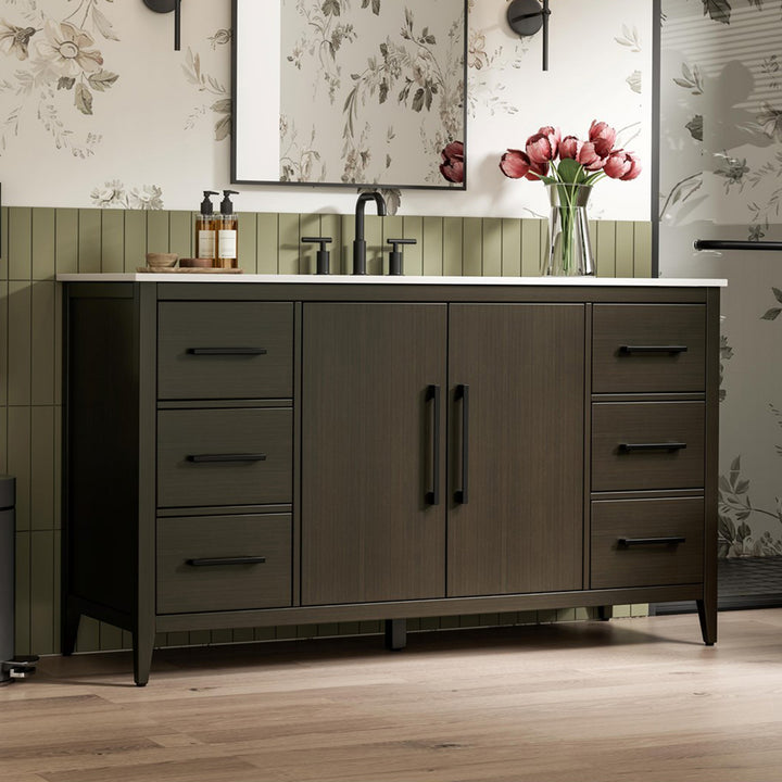 60 Inch Single Bathroom Vanity In Mocha Brown Mocha Brown Finish - KITCHEN & BATH by Joshua Marshal