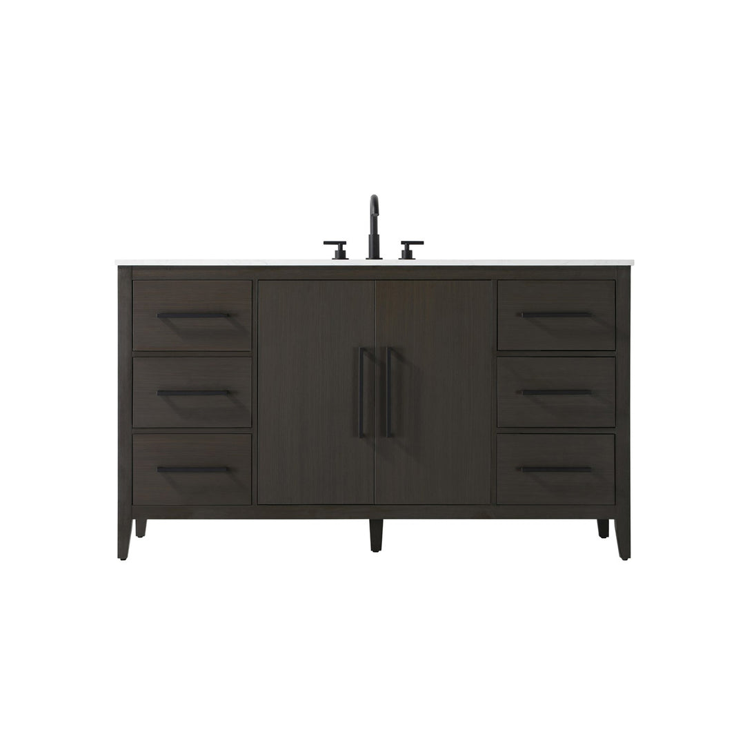 60 Inch Single Bathroom Vanity In Mocha Brown - View 3 - Joshua Marshal