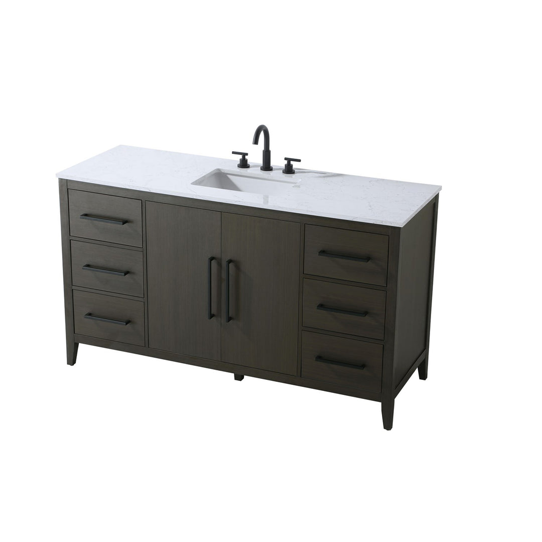60 Inch Single Bathroom Vanity In Mocha Brown - View 4 - Joshua Marshal